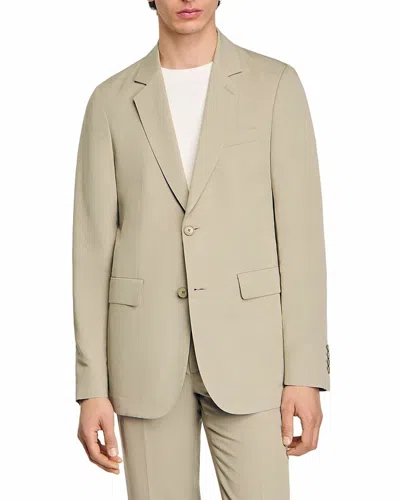 Sandro Classic Fit Linen Suit Jacket In Light Kaki