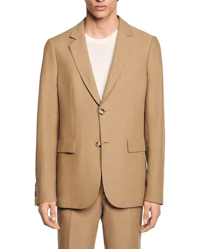 Sandro Classic Fit Linen Suit Jacket In Nut
