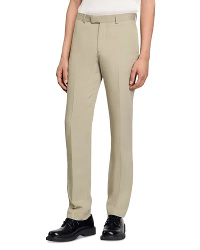 Sandro Classic Fit Suit Trousers In Light Kaki.