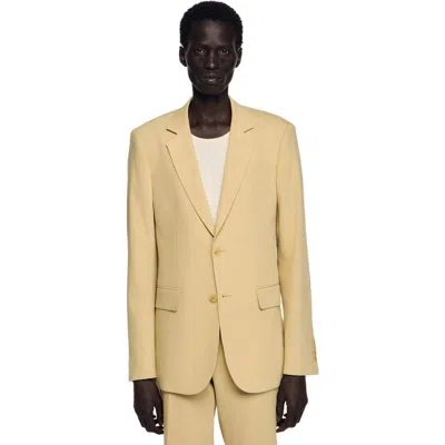 Sandro Classic Fit Linen Suit Jacket In Yellow