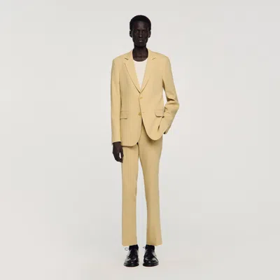 Sandro Classic Linen Suit Jacket In Brown