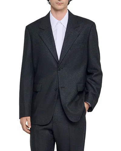 Sandro Classic Wool Suit Jacket In Gray