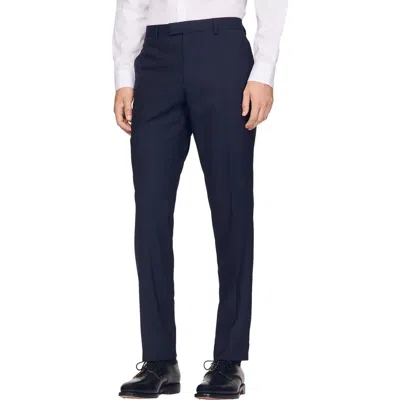 Sandro Classic Wool Suit Trousers In Navy Blue