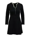 Sandro Clay Ruffled Collar Dress In Navy Blue Polyester Viscose In Blue