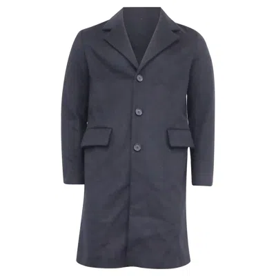 Sandro Coat In Black Wool And Cashmere In Blue