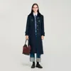 Sandro Coat With Removable Shearling Collar In Blue