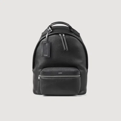 Sandro Coated Canvas Backpack In Black