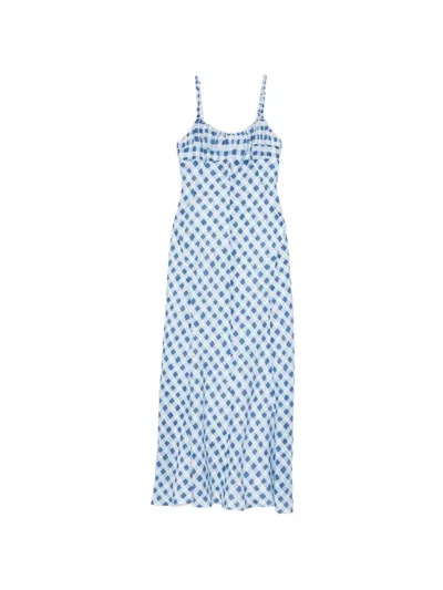 Sandro Colette Gingham Maxi Dress In Blue