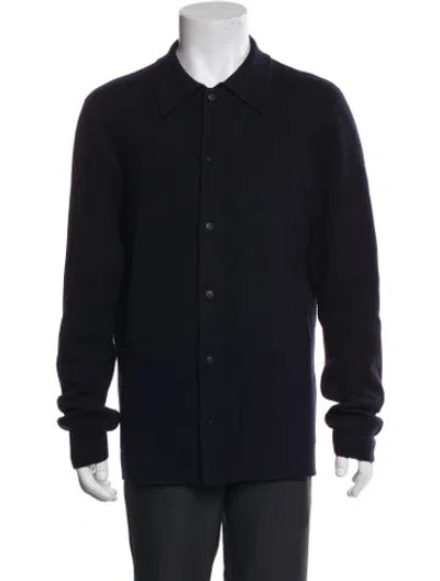 Pre-owned Sandro Collar Long Sleeve Cardigan In Blue