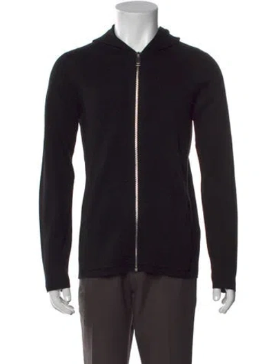 Pre-owned Sandro Collar Long Sleeve Hoodie In Black