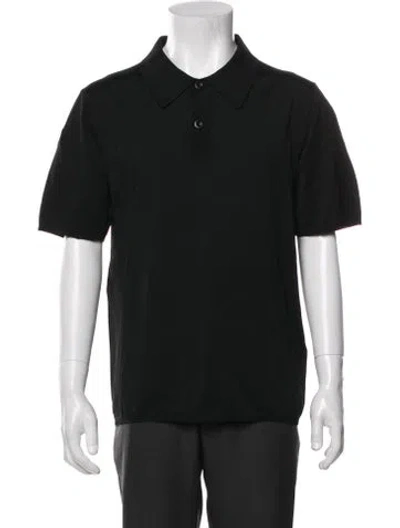 Pre-owned Sandro Collar Short Sleeve Polo Shirt In Black