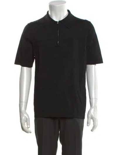 Pre-owned Sandro Collar Short Sleeve Polo Shirt In Black
