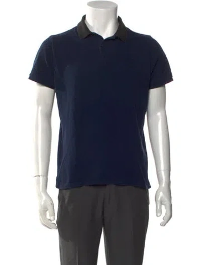 Pre-owned Sandro Collar Short Sleeve Polo Shirt In Blue