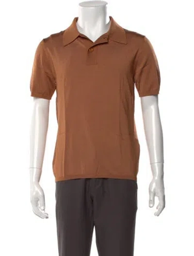 Pre-owned Sandro Collar Short Sleeve Polo Shirt In Orange