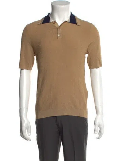 Pre-owned Sandro Collar Short Sleeve Polo Sweater In Brown