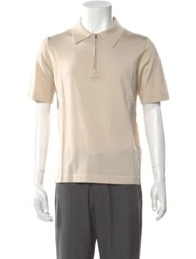 Pre-owned Sandro Collar Short Sleeve Polo Sweater In Neutral