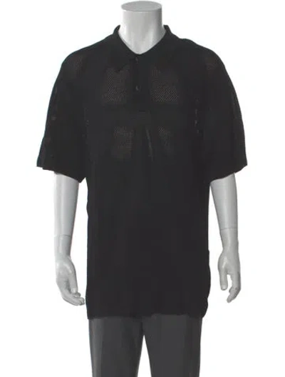 Pre-owned Sandro Collar Short Sleeve Polo Sweater W/ Tags In Black