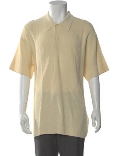 Pre-owned Sandro Collar Short Sleeve Polo Sweater W/ Tags In Yellow