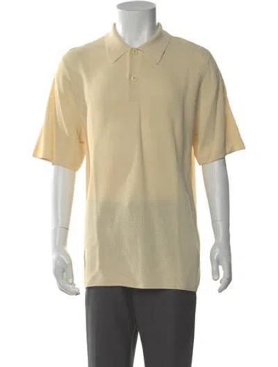 Pre-owned Sandro Collar Short Sleeve Polo Sweater W/ Tags In Yellow