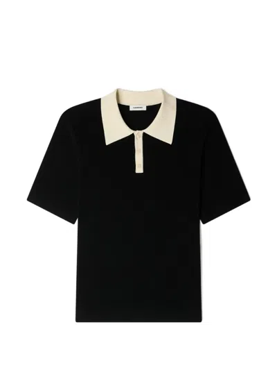 Sandro Collared Short-sleeve Polo Shirt In Black