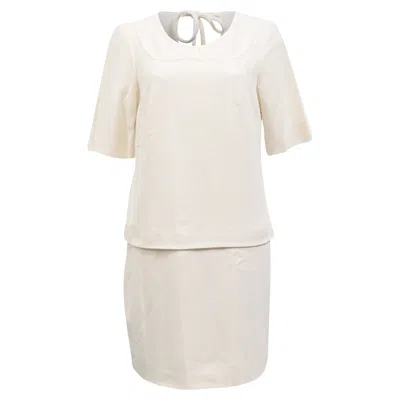 Pre-owned Sandro Collar-effect Back Tie Mini Dress In White Viscose