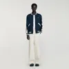Sandro Logo-embroidered Bomber Jacket In Blue