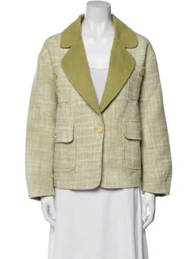 Pre-owned Sandro Colorblock Pattern Blazer In Green
