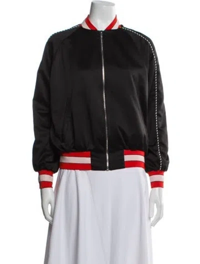 Pre-owned Sandro Colorblock Pattern Bomber Jacket In Black