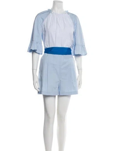 Pre-owned Sandro Colorblock Pattern Cowl Neck Romper In Blue