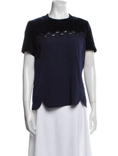 Pre-owned Sandro Colorblock Pattern Crew Neck Blouse In Blue