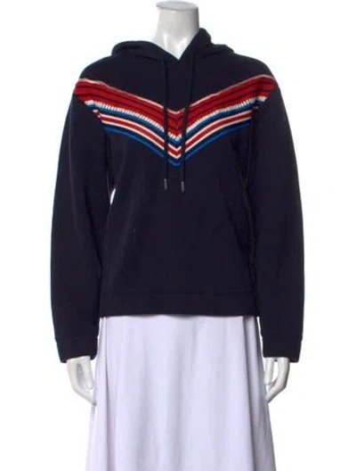 Pre-owned Sandro Colorblock Pattern Crew Neck Hoodie In Blue