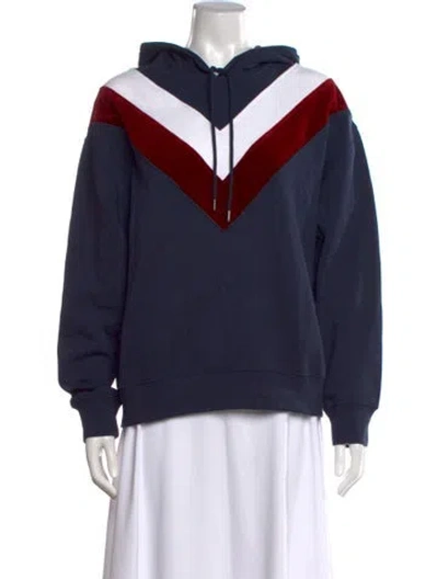 Pre-owned Sandro Colorblock Pattern Crew Neck Hoodie In Blue