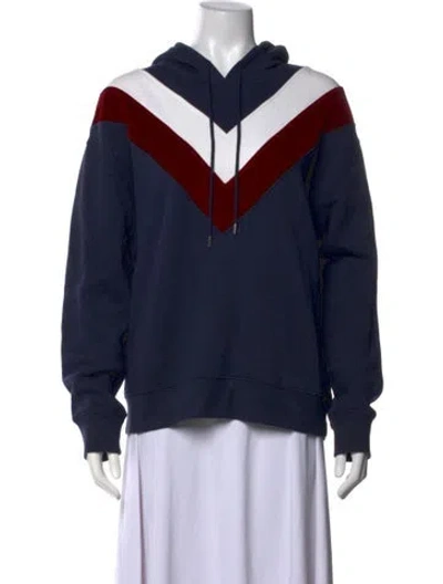 Pre-owned Sandro Colorblock Pattern Crew Neck Hoodie In Blue