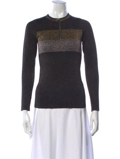 Pre-owned Sandro Colorblock Pattern Crew Neck Sweater In Black