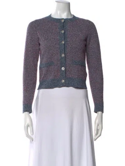 Pre-owned Sandro Colorblock Pattern Crew Neck Sweater In Blue