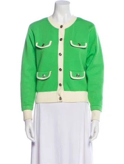 Pre-owned Sandro Colorblock Pattern Crew Neck Sweater In Green