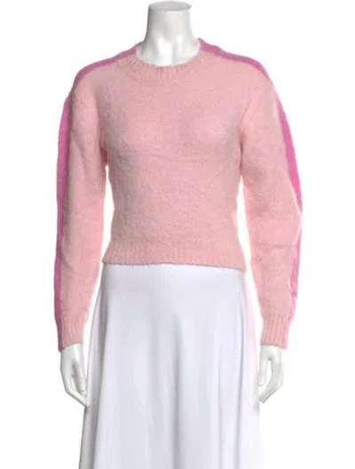 Pre-owned Sandro Colorblock Pattern Crew Neck Sweater In Pink