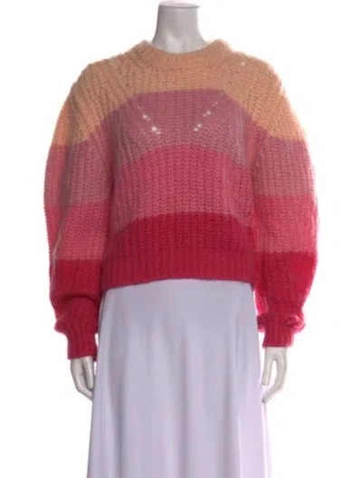 Pre-owned Sandro Colorblock Pattern Crew Neck Sweater In Pink