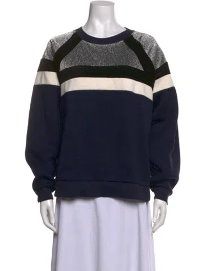 Pre-owned Sandro Colorblock Pattern Crew Neck Sweatshirt In Blue