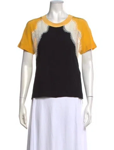 Pre-owned Sandro Colorblock Pattern Crew Neck T-shirt In Black