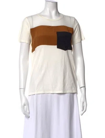 Pre-owned Sandro Colorblock Pattern Crew Neck T-shirt In White