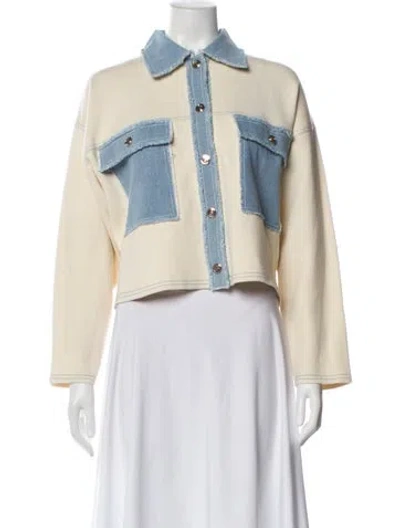 Pre-owned Sandro Colorblock Pattern Denim Jacket