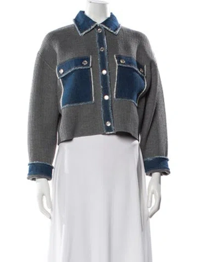 Pre-owned Sandro Colorblock Pattern Denim Jacket In Multi