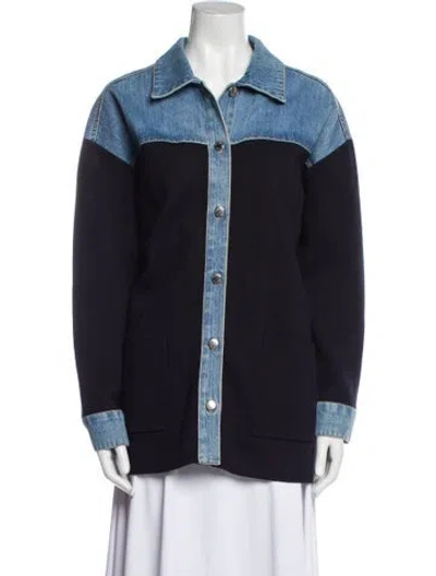 Pre-owned Sandro Colorblock Pattern Jacket In Blue