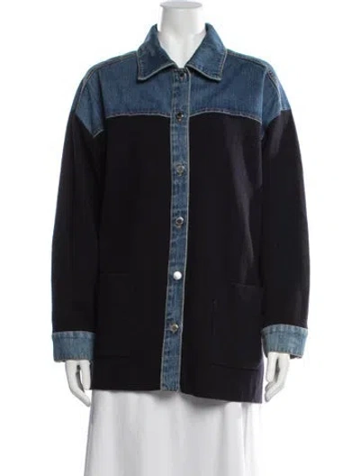 Pre-owned Sandro Colorblock Pattern Jacket In Blue