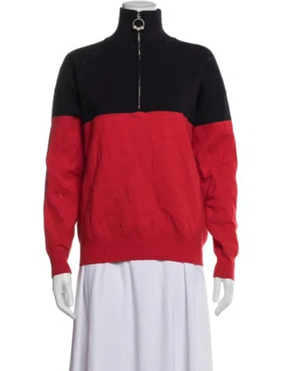 Pre-owned Sandro Colorblock Pattern Jacket In Red