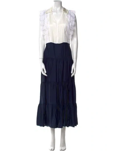 Pre-owned Sandro Colorblock Pattern Long Dress W/ Tags In Multi