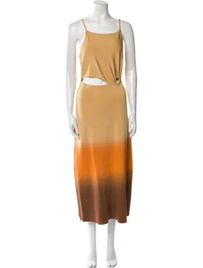 Pre-owned Sandro Colorblock Pattern Midi Length Dress W/ Tags In Yellow