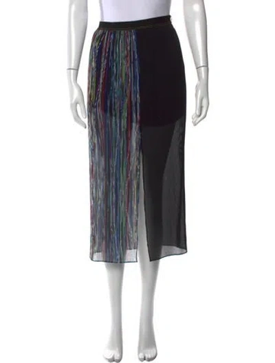 Pre-owned Sandro Colorblock Pattern Midi Length Skirt In Black
