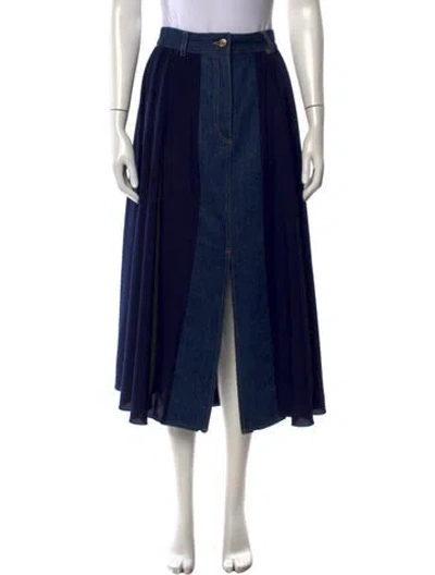 Pre-owned Sandro Colorblock Pattern Midi Length Skirt In Blue